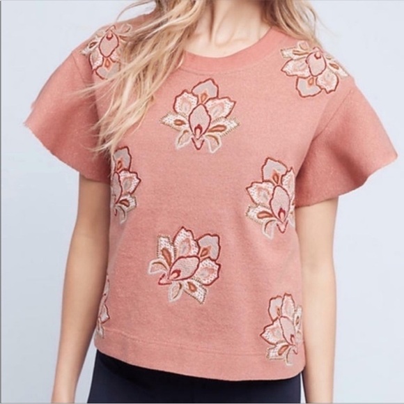 Anthropologie Tops - Chloe Oliver Anthropologie Embroidered Padma Metallic Top S